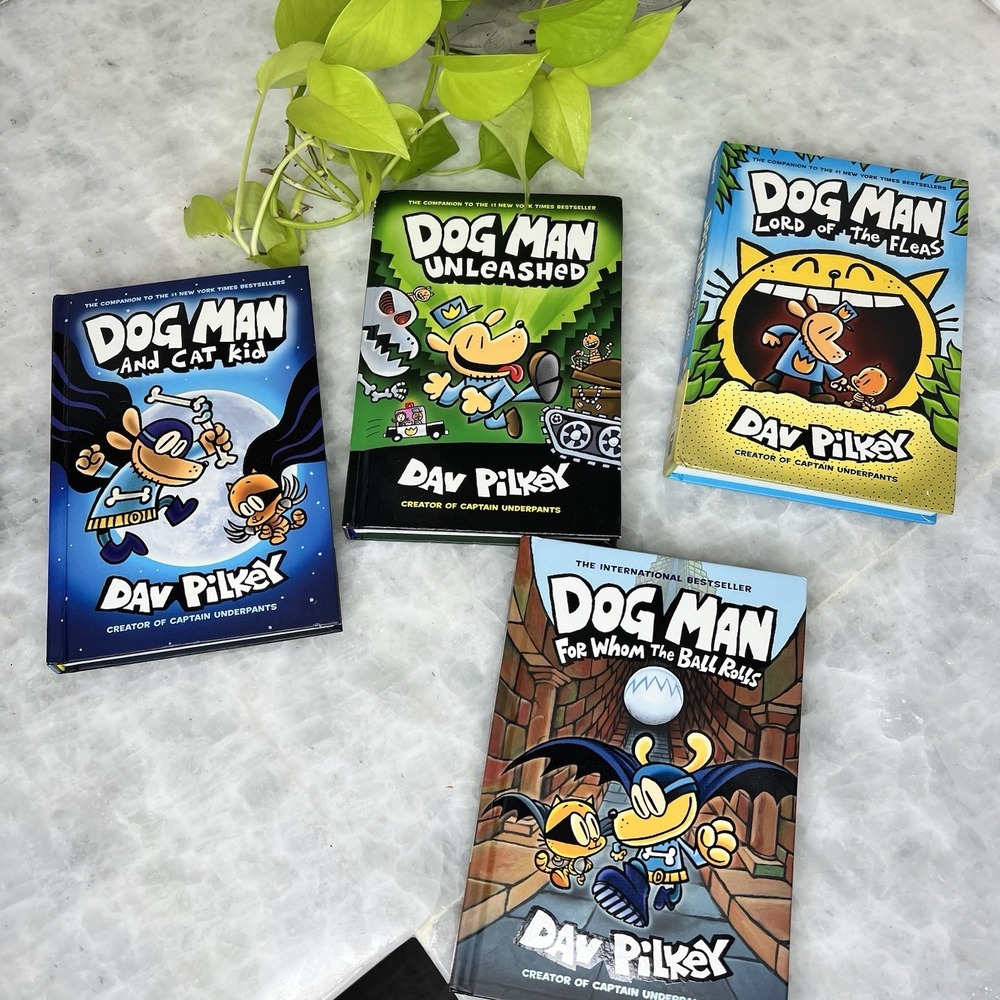 Dog Man 4-Book Set Dav Pilkey Hardcover Graphic Novels Bundle